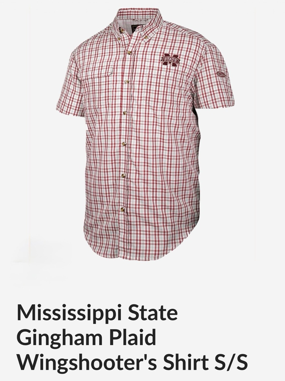 Maroon Gingham Plaid Short-Sleeve Button-Down Shirt
